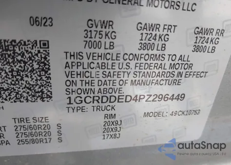 2023 Chevrolet Silverado 1500 4Wd Double Cab Standard Bed Lt из США, поврежденный, VIN 1GCRDDED4PZ296449